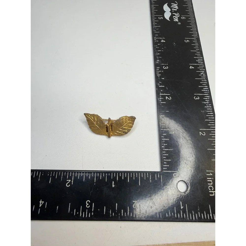 Vintage Gold Tone Double Leaf Brooch Nature Inspired Textured Pin